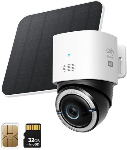 eufy Security 4G LTE Cam S330, 4K Cellular Wireless Security Camera, Pan and Tilt, Solar Powered, 4G and Wi-Fi Duo-mode, AI Human/Vehicle Tracking, with SIM Card and 32GB SD Card in Saudi Arabia