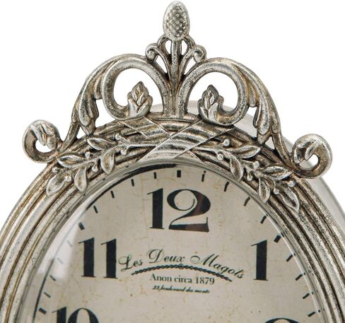 NIKKY HOME Vintage Table Clock, Silent Non-Ticking Battery Operated Desk Shelf Mantel Small Metal Clock for Living Room Decor - Retro Silver in Saudi Arabia