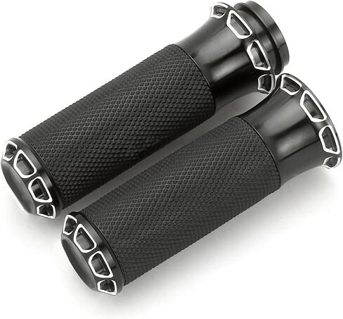 مقابض مقود الدراجة النارية مقاس 1 بوصة مقبض أسود للشارع Glide Flhx لدراجة Harley Davidson Touring Glides مقابض الخانق الإلكترونية 2008-2023 CNC Edge Cut (Black908) in Kuwait