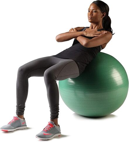 THERABAND Exercise Ball, Professional Series Stability Ball with 65 cm Diameter for Athletes 5'7" to 6'1" Tall, Slow Deflate Fitness Ball for Improved Posture, Balance, Yoga, Pilates, Core, Green in Saudi Arabia