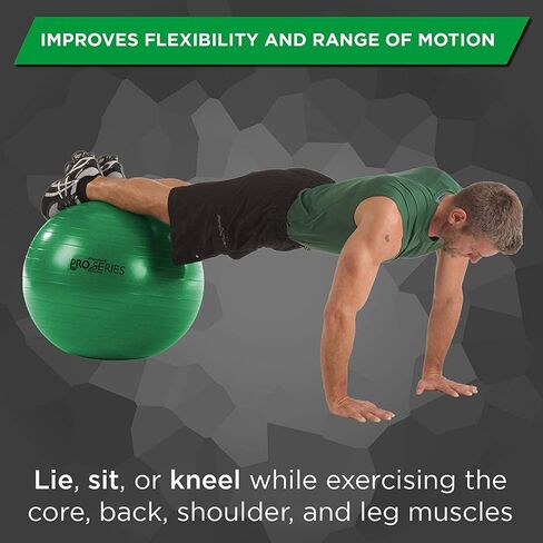THERABAND Exercise Ball, Professional Series Stability Ball with 65 cm Diameter for Athletes 5'7" to 6'1" Tall, Slow Deflate Fitness Ball for Improved Posture, Balance, Yoga, Pilates, Core, Green in Saudi Arabia