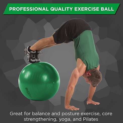THERABAND Exercise Ball, Professional Series Stability Ball with 65 cm Diameter for Athletes 5'7" to 6'1" Tall, Slow Deflate Fitness Ball for Improved Posture, Balance, Yoga, Pilates, Core, Green in Saudi Arabia