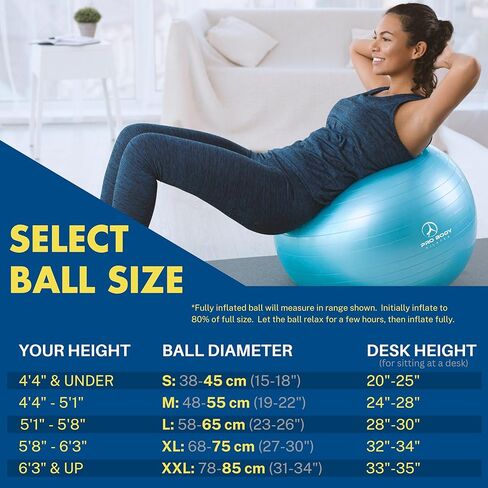 ProBody Pilates Ball Yoga Ball Exercise Ball, Balance Ball or Pregnancy Ball for Stability, Yoga Ball Chair, Therapy Ball Workout Ball or Birthing Ball for Pregnancy in Saudi Arabia