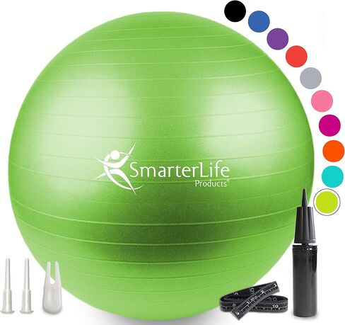 كرة تمرين SmarterLife من أجل اللياقة البدنية واليوجا والتوازن والاستقرار والولادة، رائعة ككرسي كرة يوجا للمكتب أو ممارسة معدات الصالة الرياضية للمنزل، تصميم ممتاز مانع للانزلاق in Kuwait