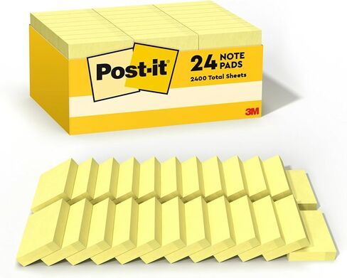 ملاحظات صغيرة Post-it، 1 3/8 × 1 7/8 بوصة، 24 وسادة، أصفر كناري، إزالة نظيفة، قابلة لإعادة التدوير in Kuwait