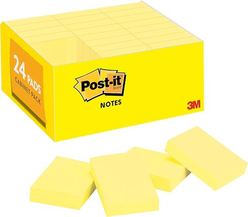 ملاحظات صغيرة Post-it، 1 3/8 × 1 7/8 بوصة، 24 وسادة، أصفر كناري، إزالة نظيفة، قابلة لإعادة التدوير in Kuwait