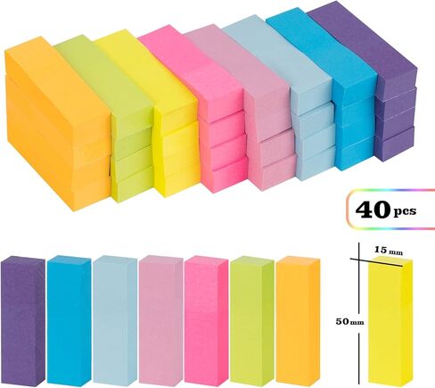 4000 Sheets Index Tabs - 0.6 x 2in Page Markers, Small Self-Stick Note Pads, Bright Colors Page Flags Sticky Index Tabs, 40 Pack Sticky Notes for Office, Home & School (8 Colours) in Kuwait