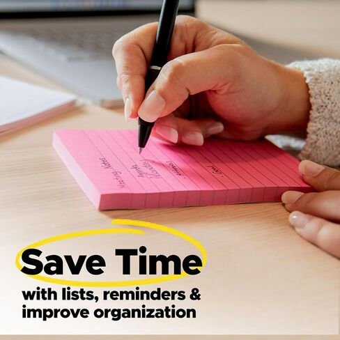 Post-it Notes, 4 in x 6 in, 5 Lined Sticky Note Pads, 100 Sheets per Pad, Beachside Café Collection, New Year Organization or Second Semester School Supplies in Saudi Arabia