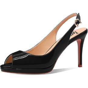 Women's High Heels Platform Peep Toe Pumps Stiletto Heel Slingback Party Dress Office Fashion Shoes Patent Leather Sandal Pumps
