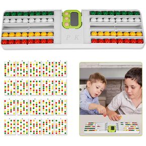 Ball Sort Puzzle Game Color Sorting Bead Board with Timer for Kids & Adults - 2-Player Educational Sensory Toy - Includes 64 Beads & 20 Challenge Cards - Enhance Cognitive & Social Skills