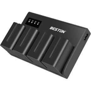BESTON 4-Pack NP-F970/NP-F960 Batteries and 4-Channel Charger for Sony DCR-VX2100,DSR-PD150/PD170,FDR-AX1,HDR-AX2000/FX1/FX7/FX1000,HVL-LBPB,HVR-HD1000U/V1U/Z1P,EX-FS700U Handycam Camcorder