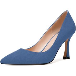 MODENCOCO Womens Fashion Slip On Pointed Toe Sexy Party Suede Stiletto High Heel Pumps Dress Shoes 3.5 Inch