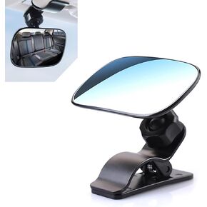 Pack-1 Car Interior Baby Observation Mirror, 3.5" x 2.2" Visor Clip-on Multi-angle Adjustable Rearview Mirror, Large View Mirror without Looking Back, Universal for Most Cars (Black)