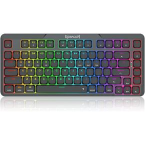 Redragon K706 PRO 75% Wireless Gasket RGB Gaming Keyboard, 3-Modes 82 Keys Compact Mechanical Keyboard w/Ultra Slim Board, Low-Profile Linear Red Switch and Dual Win/MAC System