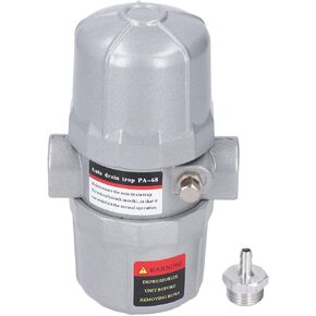 Auto Drain Trap, G1/2in Water Inlet Auto Drain Water Trap Water Pneumatic Screw Air Compressor Storage Automatic Drainer Valve with Outlet Accessory, 0~16bar Operating Pressure