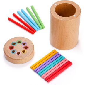 Wooden Montessori Sticks, 8 Colors Sorting Toys for Toddlers Age 1 2 3, Educational Fine Motor Developmental Sensory Matching Game for Toddlers Kids Boys Girls