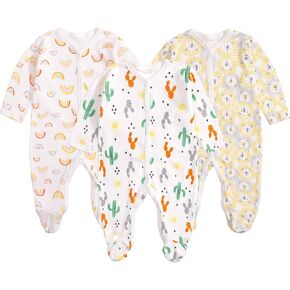 Baby Long Sleeve Unisex 3 Pack Footies Rompers Cotton Infant Jumpsuits Babies' Outfits Onsies Baby Shower Gifts