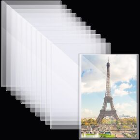 Henoyso 12 Pcs Poster Protector Sleeve 18 x 24 Inch Clear Rigid Print Plastic Protectors Sheet Heavy Duty Crystal Frame Holder for Magazine Photo Paper Poster Prints