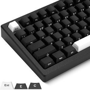 XVX Shine Through Keycaps - PBT Keycaps Retro, Side Printed Keycaps 75 Percent, Doubleshot PBT Custom Keyboard Keycaps Set for 61/64/68/84/87/100/104/108 Cherry MX Mechanical Keyboard, Gray and Black