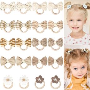 30Pcs Baby Hair Bows Ties, Hair Rubber Bands for Baby Girls' Fine Hair, No Damage Soft Elastic Nylon Hair Bands, Pigtails Ponytail Holders Hair Accessories for Girls Kid Children