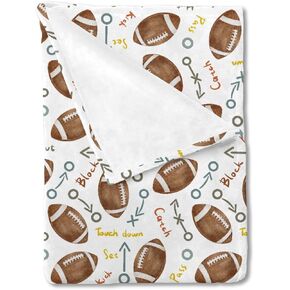 Watercolor American Football Baby Blanket for Boy Girl American Football Rules Swaddle Blankets Outdoor Sports Gift Newborn Infant Nursery Stroller Crib Receiving Blanket Playmat Soft Warm 30x40