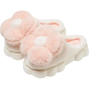 Women's slippers Funny plush flower slippers Warm anti slip winter slippers Soft adult home cotton slippers