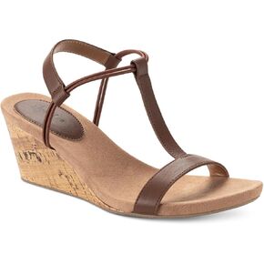 Style & Co. Womens Mulan Faux Leather Wedge Sandals Brown 12 Medium (B,M)