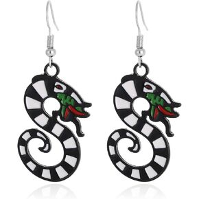 ATIMIGO 2PCS Spooky Coral Snake Earrings Set Sandworm Snake Hoop Dangle Earrings for Women Gothic Punk Snake Halloween Costume Jewelry Accessories