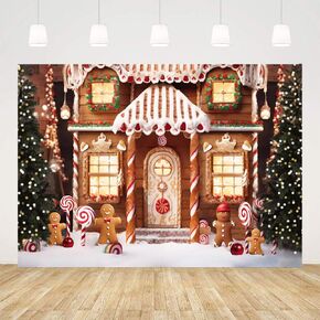 Ticuenicoa Christmas Winter Gingerbread House Backdrop 7x5ft Merry Xmas Snow Tree Eve Party Decorations Photography Background Snowflake Kid Portrait Banner Photo Shoot Studio Props