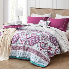 Degrees of Comfort Boho Bed in a Bag Queen Size, Lattice 8 Piece Complete Comforter Set with Sheet for Teenage Girl, Microfiber Teal Bedding Set with Side Pockets, Matching Decorative Pillow, Aqua in Saudi Arabia