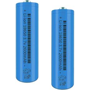 2 Packs 3.7V Button top Rechargeable Batteries for Headlamp, LED Flashlight, Electronic Devices etc