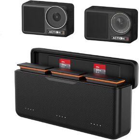 Battery Charger for Osmo Action 5 Pro/Action 4/Action 3 Battery USB Charger, Compact Compact, Case with Type-C Cord Batteries Fast Charge,Charges 3 Batteries at The Same time