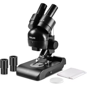 ESSLNB Mounted Binocular Stereo Microscope, Microscopes for Student Educate, Portable Biological Microscope for Kids with WF10x Eyepieces, 3X Objectives, 30X Magnification, LED Lighting
