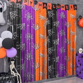 Mega-L Halloween Party Decorations 2 Pack Red and Grey Bat Pattern Photo Booth Props, 3.3 X 6.6 ft Halloween Foil Fringe Curtains, Tinsel Metallic Photo Backdrop Streamers Party Supplies Indoor Home in Kuwait