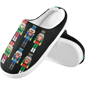 ZOEO House Slippers for Women Girls,Christmas Nutcracker Black Winter Fuzzy Memory Foam Cozy Shoes for Men Slippers Indoor Outdoor Bedroom in Kuwait