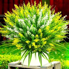 Artificial Plants Outdoor, 20 Pcs Fake Flowers UV Resistant Outdoor Fake Plants, Artificial Fall Flowers Plastic Fake Mums Faux Flowers Shrubs for Home Porch Garden Yard Window Box