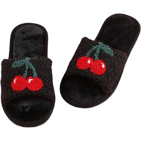 Verdusa Women's Plush House Slippers Open Toe Indoor Shoes Warm Slippers