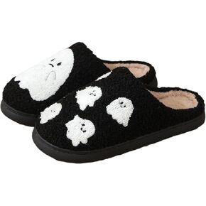 Women Slippers Cute Pattern Fuzzy Mens Slippers House Slip-on Slippers Closed Toe Indoor Outdoor Slippers