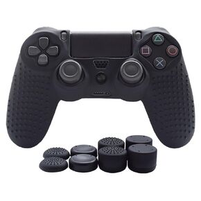 Jazane Grips Compaitble for PS4 Controller Skin ,Silicone Cover for PlayStation 4 PS4/Slim/Pro Controller Pack 1 Anti Slip Cover Case Protector-8pcs Thumb Grips-Studs Black
