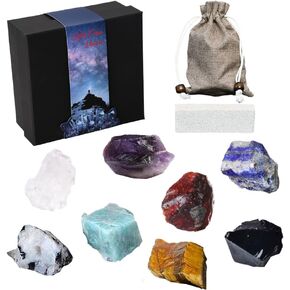 8PCS Crystals and Healing Stones Gifts for Women and Men Birthday Christmas Mothers Day, Natural Raw Stones Crystal for Collection, Meditation, Yoga, Decoration, Polishing, Reiki Crystal Healing