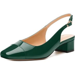 Women's Slingback Pumps, Low Chunky Heels Square Toe Pumps for Women, Block Heels Dress Shoes Closed Toe Comfortable Wedding Work Pump Sandals
