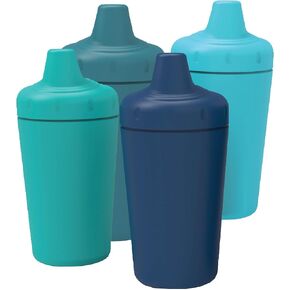 Avima Spill Proof Sippy Cups for Toddlers 1-3 Years - Bite Resistant & BPA Free Training Toddler Cups for Boys & Girls, 10 Oz, 4 Pack Set - Teal & Blue