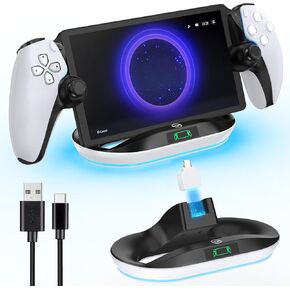 Charging Stand for PS Portal Remote Player, PS Portable Charging Dock with 9 RGB Light Modes, PS Portal Stand Charger, Portal Dock Station with Magnetic Connector, PS Portable Holder Charging Base