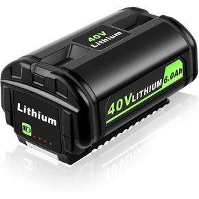 6.0Ah 40 Volt Lithium Battery Replacement for Ryobi 40V Battery, High Capacity 40-Volt Lithium Battery Compatible for Ryobi 40V OP4026 OP4030 OP4040 OP40501 OP40602 Battery