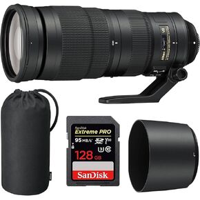 Nikon (20058) 200-500mm f/5.6E ED VR AF-S NIKKOR Zoom Lens for Nikon Digital SLR Cameras with Sandisk Extreme PRO SDXC 128GB UHS-1 Memory Card