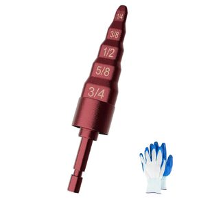 Copper Tube Expander, 5-in-1 HVAC Swaging Tool, Drill Bit for 1/4'', 3/8'', 1/2'', 5/8'', and 3/4'' Soft Copper Tubes, Hex Shank, Swage Tube Expander for Air Conditioner Repair(Black 1PCS)