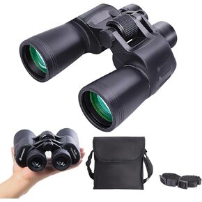 10x50 Binoculars for Adults High Powered with HD Optical System, Non-Slip Grip, Waterproof, Shockproof, Low Light Vision for Bird Watching Hunting Football Games Travel Stargazing Cruise
