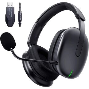 TA82 Wireless Gaming Headset for PS5 PS4 PC Mac Switch, 2.4GHz USB Gamer Headphones with Noise Isolating Microphone, 7.1 Surround Sound - Black