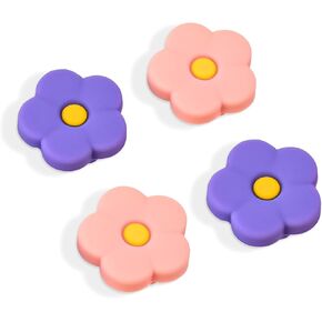 DLseego Thumb Grips Caps Design for Switch/Switch lite/Switch OLED Console, Soft Silicone Joycon Analog Controller Protective Anti-Slip Covers 4PCS Button Joy Con Joystick Caps - Flower 7
