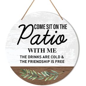 Porch Sign Decor, Porch Round Hanging Sign Decor Farmhouse Wall Decorations Outdoor Living Wood Sign for Patio, Deck, Backyard, Housewarming Gift for New House Home, The Porch Bucket List